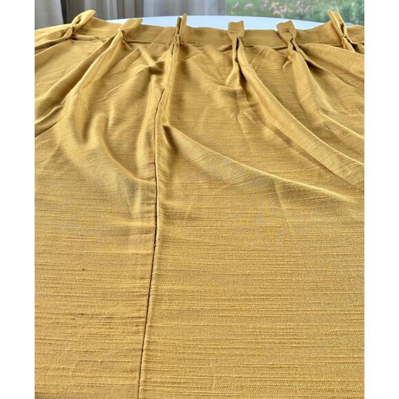 Vintage 60s curtain, golden yellow, pleated panel, semi sheer, oversized - Picture 5 of 10